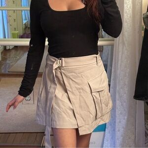 Abercrombie & Fitch Beige Utility Wrap Mini Skort